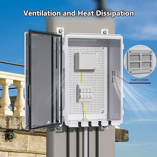 ABS Electrical Junction Box, Ventilated Design, Cable Grommets, IP65 Waterproof