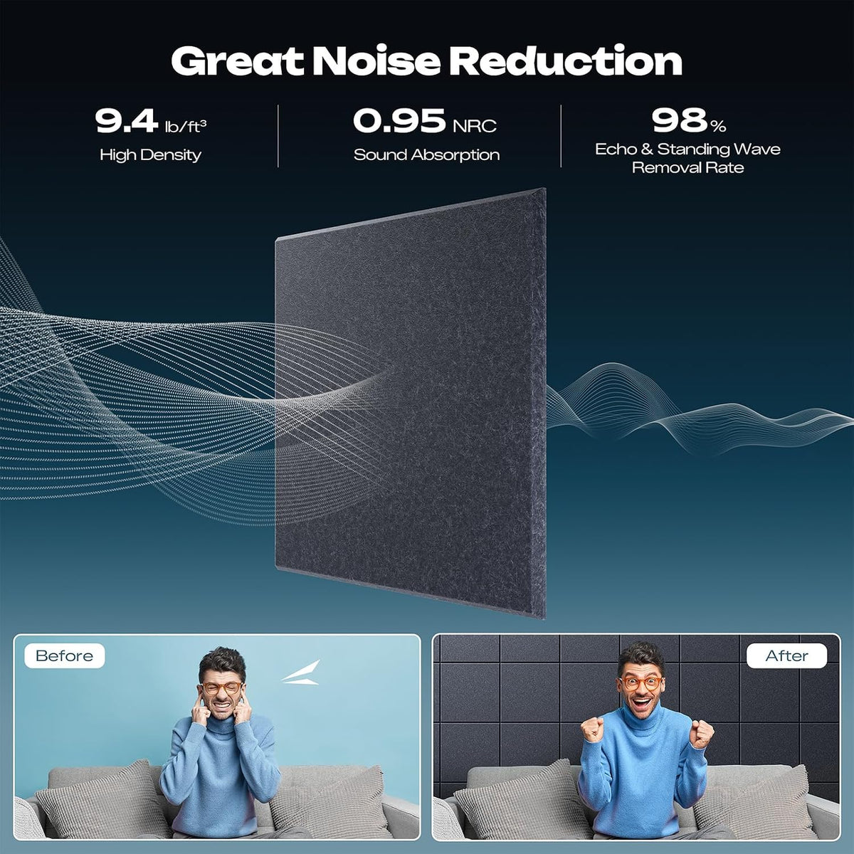 sonicism 22 pack acoustic wall panels shown in use