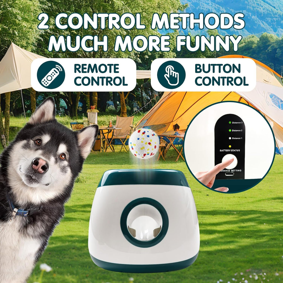 mekaple automatic dog ball launcher, upgraded interactive dog showing dimensions