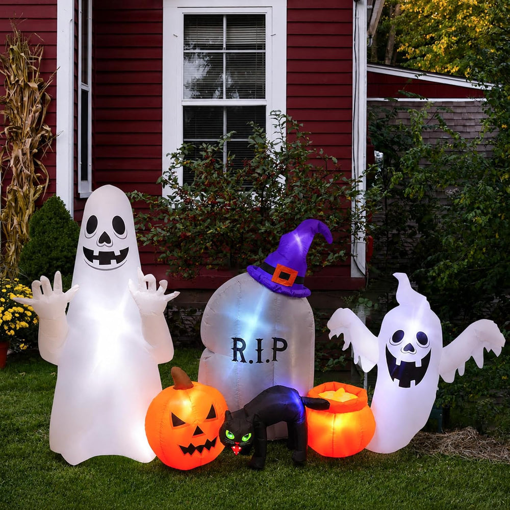 MGparty 8FT Halloween Inflatable Ghost Cat Pumpkin