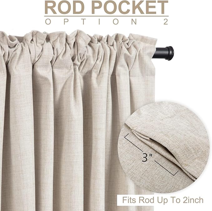 100% Blackout Shield Linen Blackout Curtains