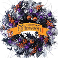 22 Inch Halloween Glitter Pumpkin Spider Wreath for Front Door