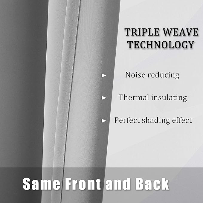 DUALIFE Ultimate Gray Blackout Curtain Panels/Drapes