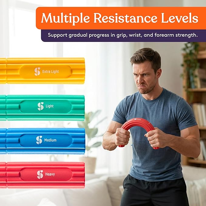 Special Supplies Physical Hand Therapy Putty & Flex Therapy Bar Resistive Hand (8 Piece)