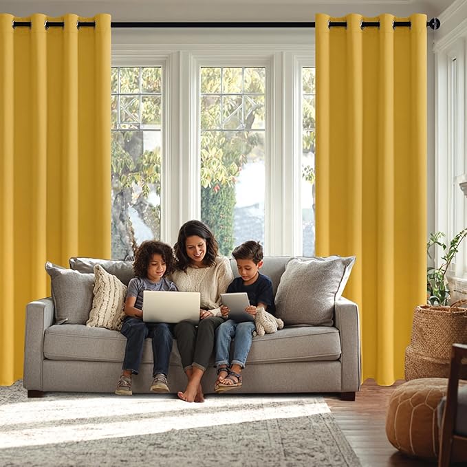 JIUZHEN Blackout Curtains with Tiebacks