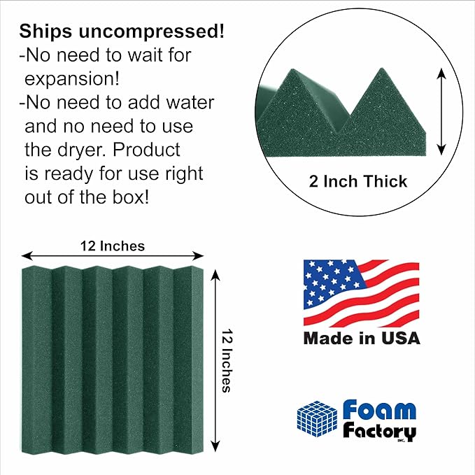 Foam Factory Inc 24 Pack Color Acoustic Foam Panel Studio Soundproofing Wedge