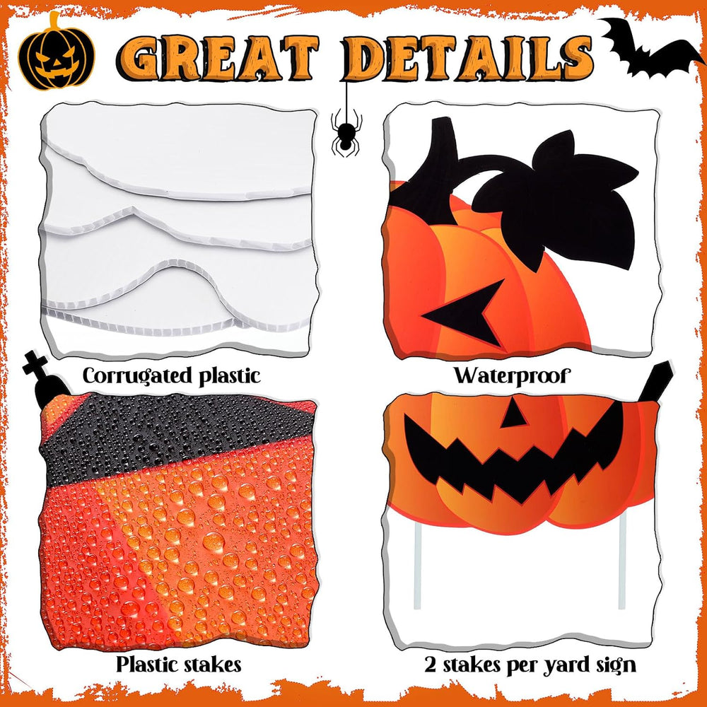 Barydat 12 Pcs Halloween Yard Signs Pumpkin Yard Stakes Decoration Outdoor De...