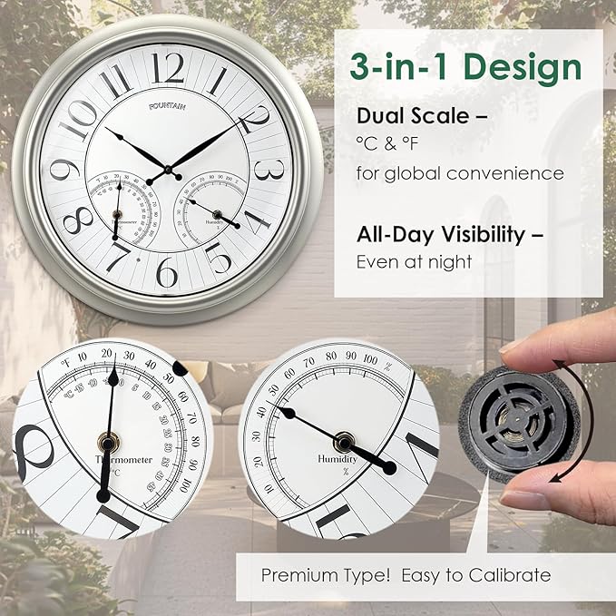 FOUNTAIN DESIGNS 18" Illuminated in/Outdoor Clock