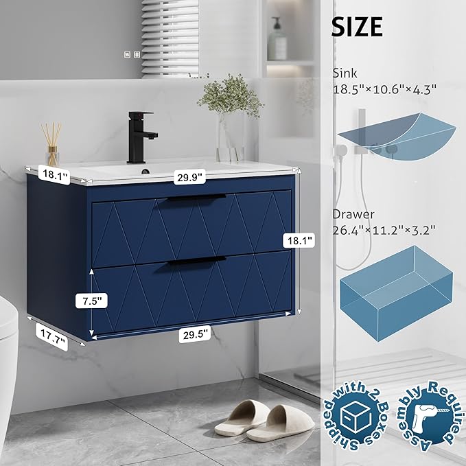 eclife 30" Bathroom Vanities Cabinet