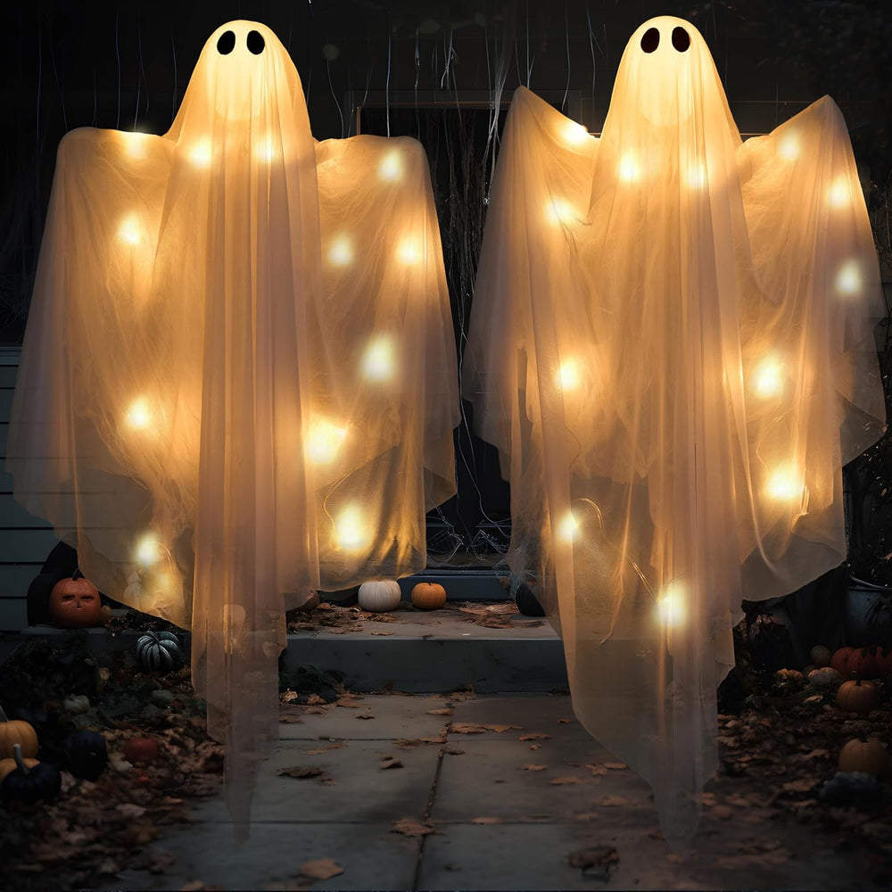 JOYIN 2 Pcs 47” Halloween Light up Hanging Ghost Decorations Outdoor, Hallowe...
