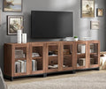 WAMPAT Modern TV Stand with Glass Doors