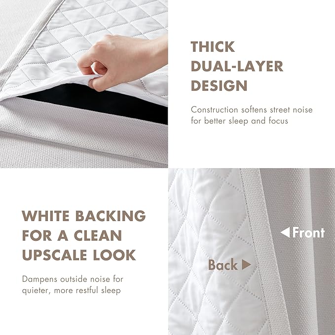 Madison Park Karien 100% Blackout Curtains 52x84 – White, 2-Layer Noise (2-PK)