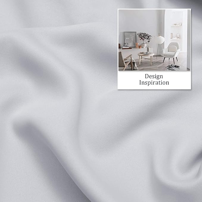 DUALIFE Greyish White Curtains 120 Inch Length Grommet Top Blackout Curtain (Set of 2)