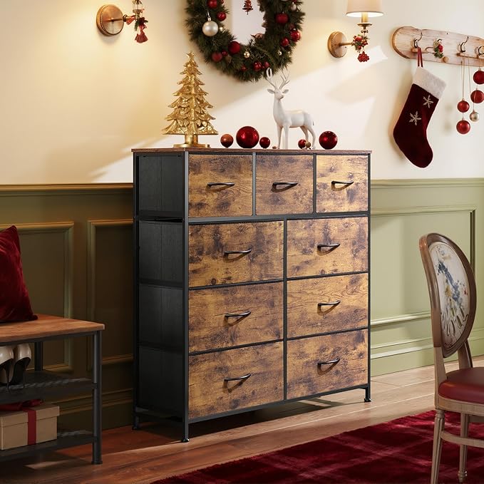 WLIVE 9-Drawer Dresser, Fabric Storage Tower