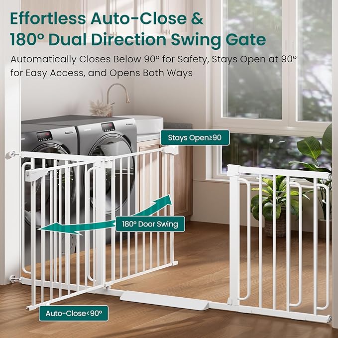 Cumbor Extra Wide Baby Gate, 36.6-69" Walk-Through Dog Gate