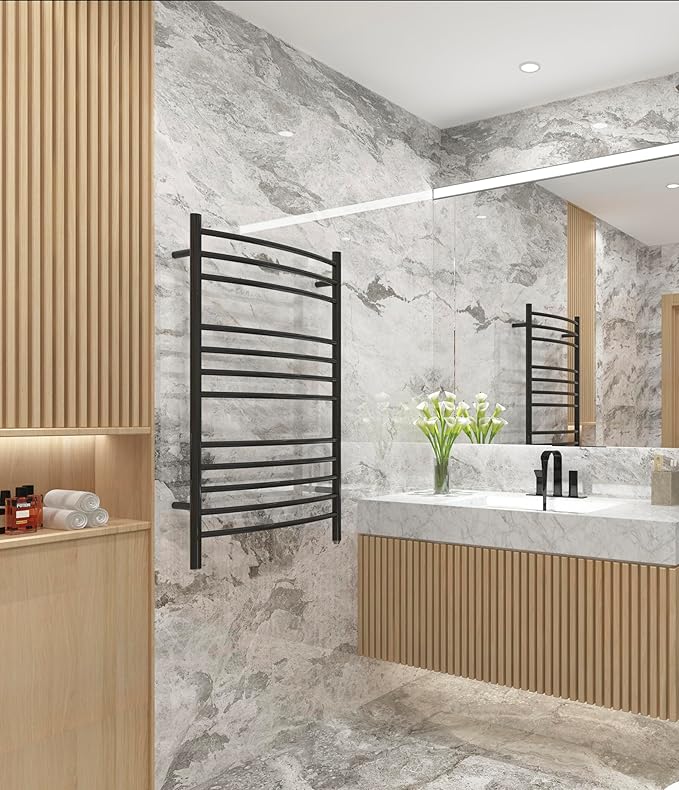 HEATGENE Towel Warmer Wall Mount Electric Plug-in/Hardwired Heated Towel Rack