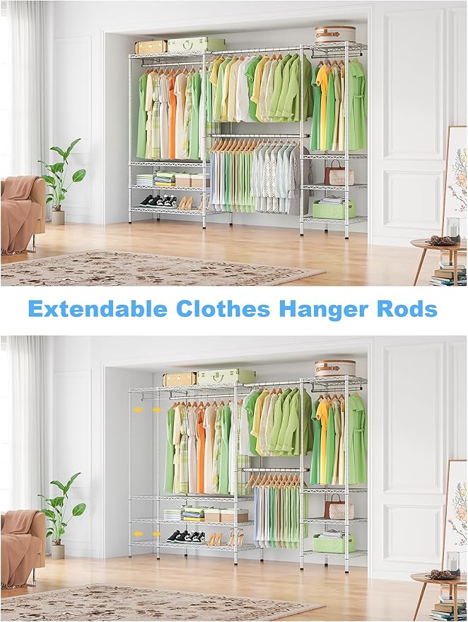 Ulif E11 Heavy-Duty Garment Rack, Metal Freestanding Clothes Rack and Closet