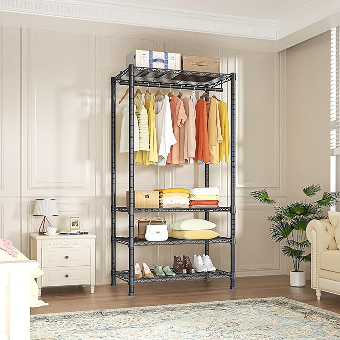 Ulif H2 Heavy Duty Clothes Rack, Freestanding 4 Tiers Garment Rack