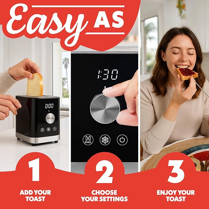 Gourmia 2 Slice Toaster – 6 Browning Levels