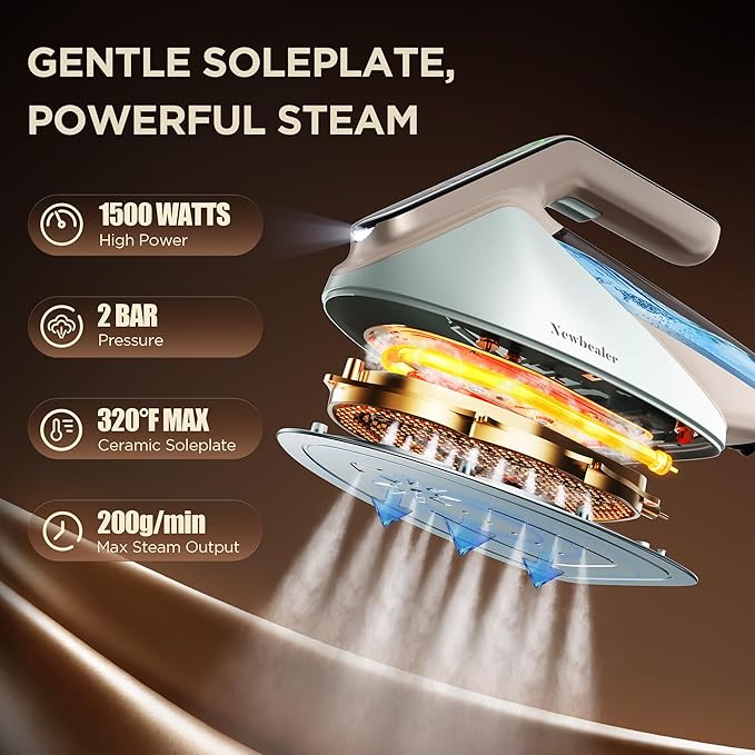 Newbealer Steam Generator Iron, 1500W Turbo Steamer