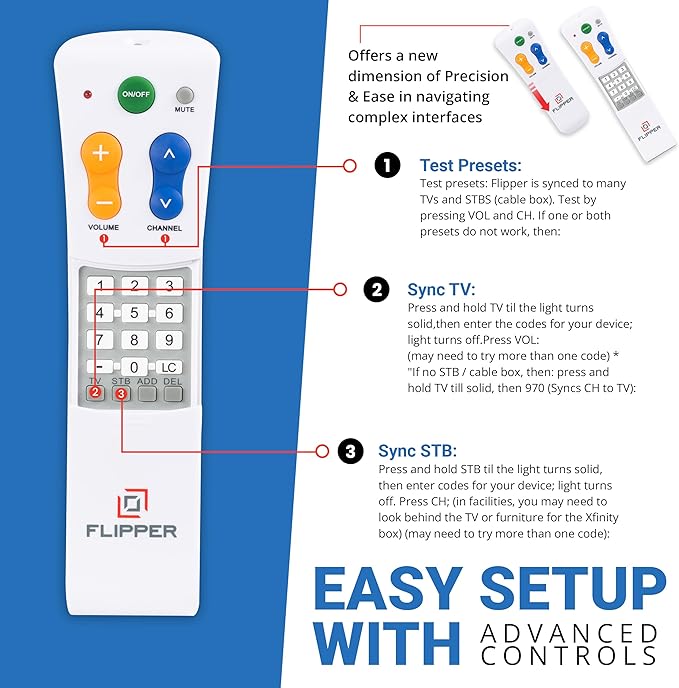 Flipper Big Button Universal TV Remote