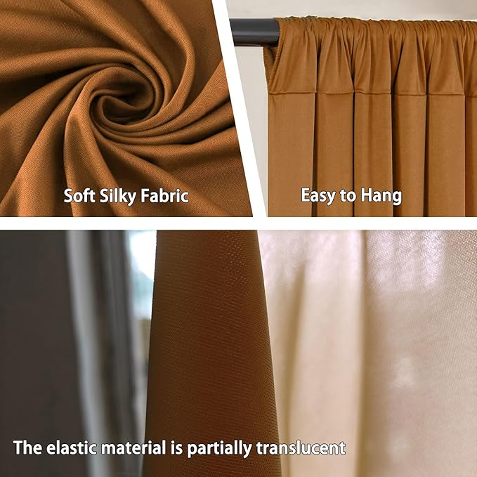 10 x 10 Feet Brown Backdrop Curtain for Partie, Background Curtains for Photo...