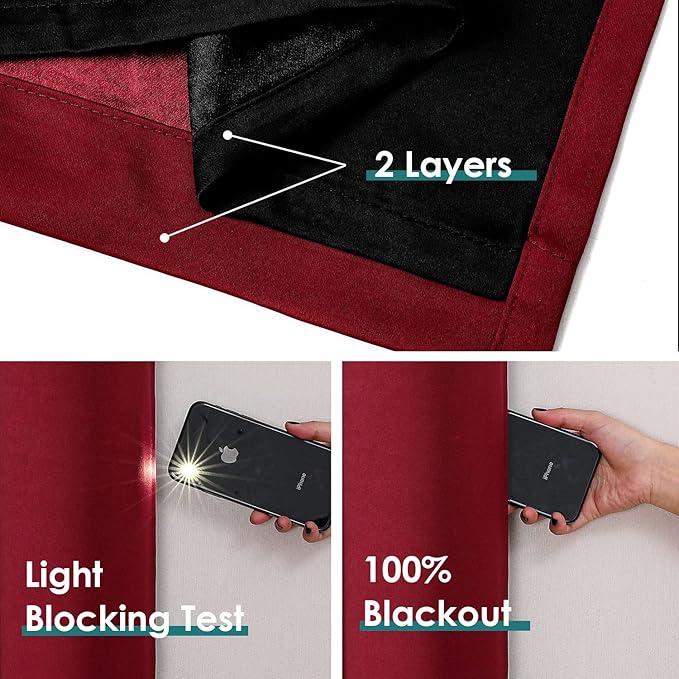 ChrisDowa 100% Blackout Curtains 120 inch Long