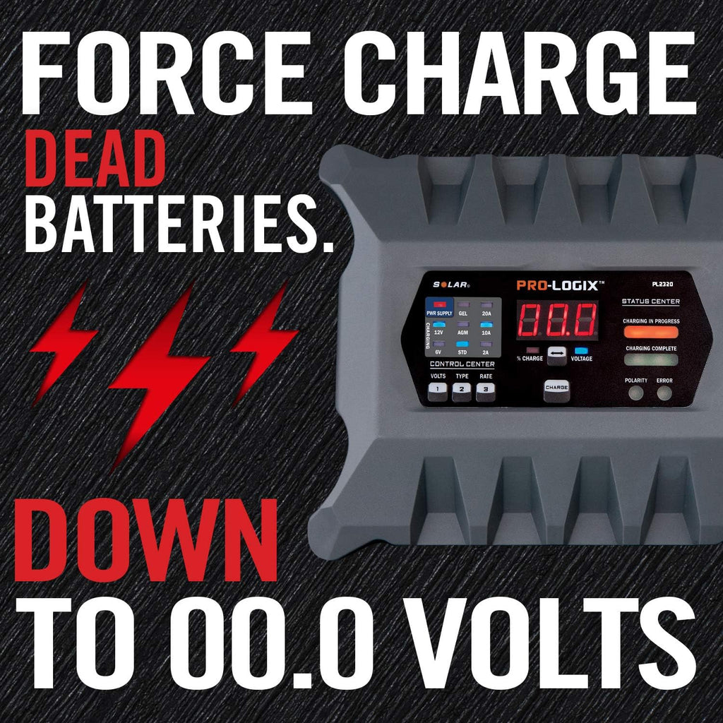 clore automotive pl2320 20-amp fully-automatic smart charger, 6v, close-up detail