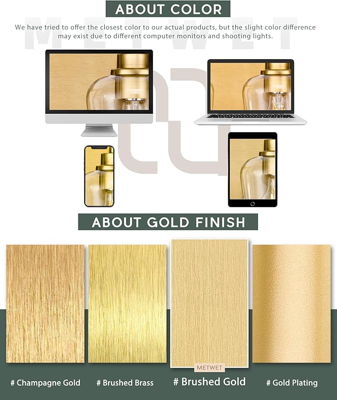 METWET Bathroom Light Fixtures, 3-Light Modern Vanity Light