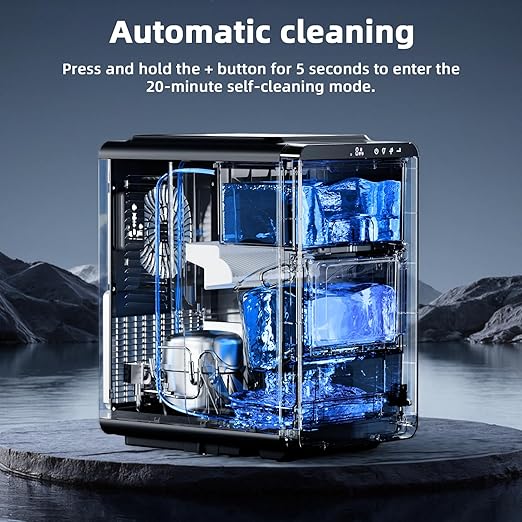 Antarctic Star Crescent Ice Maker, Slow-Melting Countertop Ice Maker, 27 Lbs/24H