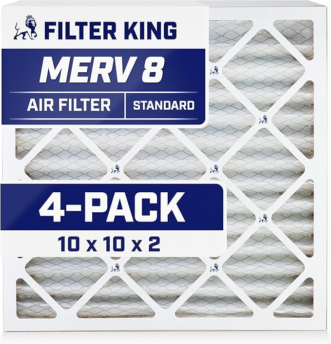 Filter King 10x10x2 Air Filter | 4-PACK | MERV 8 HVAC Pleated A/C Furnace