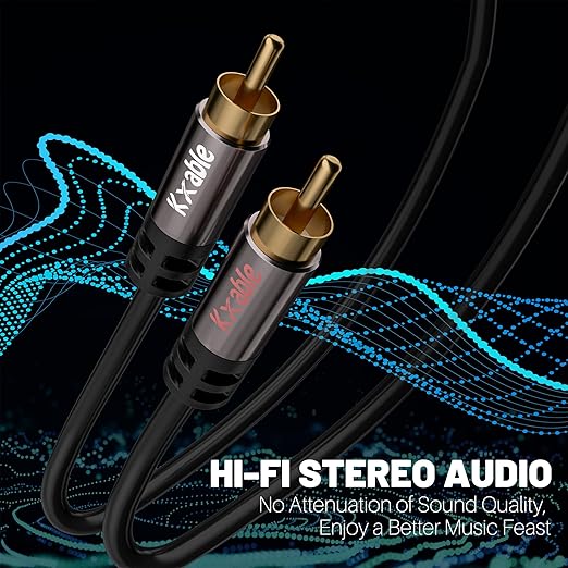 RCA Cable 75FT, 2RCA Male to 2RCA Male Stereo Audio Cable, 【Oxygen-Free Copper