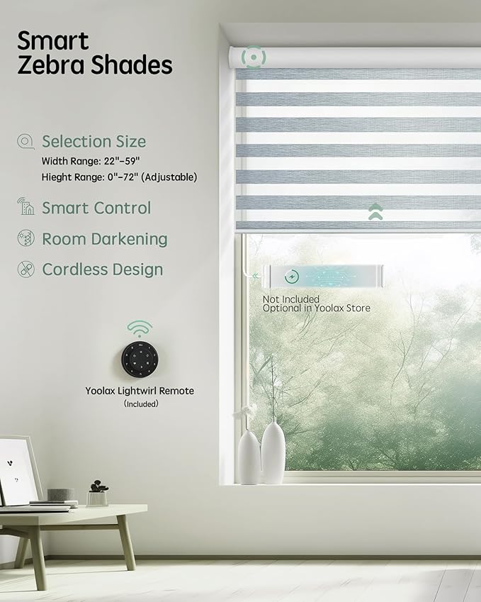 Yoolax Motorized Blinds with Remote, Electric Zebra Blinds