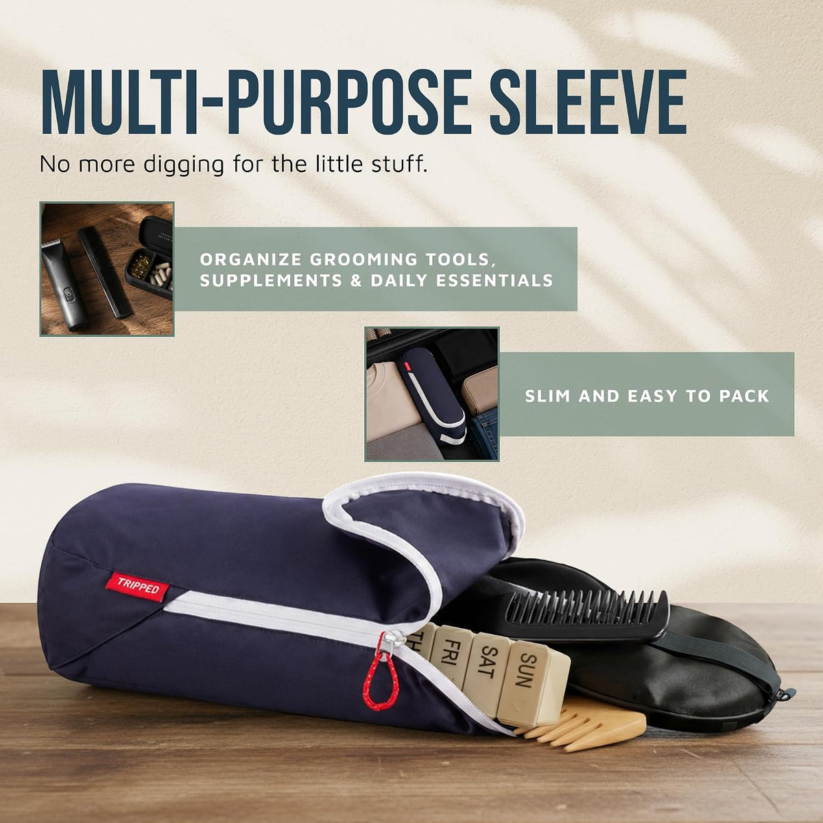 TRIPPED Travel Gear 3-Piece Travel Toiletry Bag Set