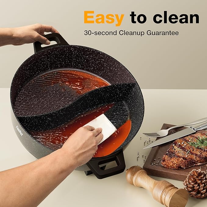 6L Electric Hot Pot with S-Shape Dual-Divider, Smart Temperature Control