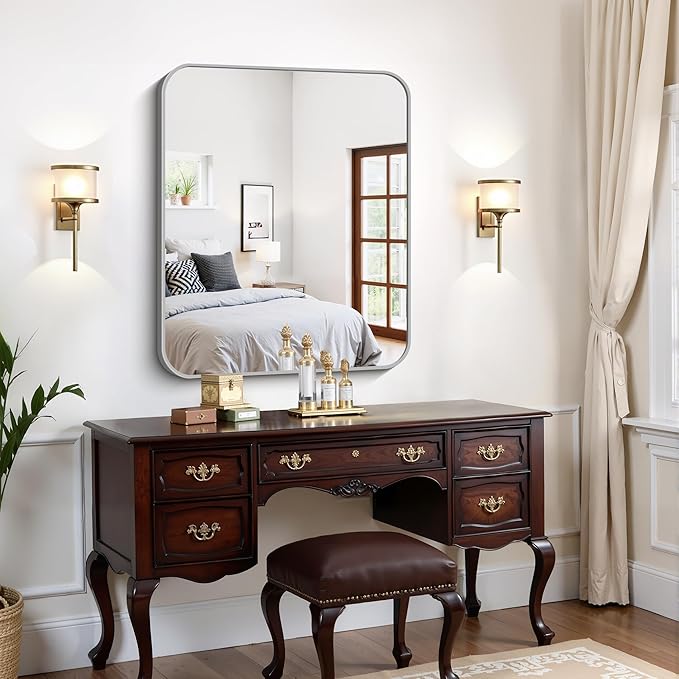 FORBATH 30x36 Inch Silver Bathroom Mirror