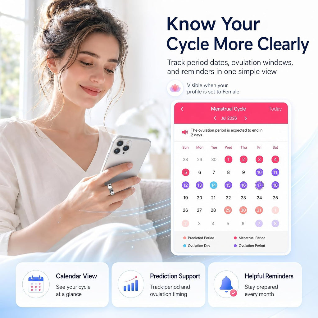 smart ring fitness tracker for men & women, front angle view