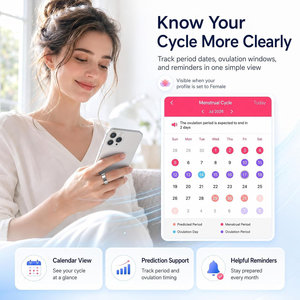 smart ring fitness tracker for men & women, front angle view