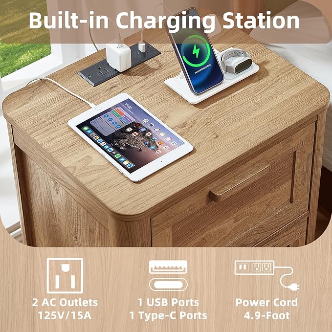Joaxswe Farmhouse Nightstand Set of 2
