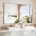TokeShimi Brushed Nickel Vanity Mirror 60x36, Bathroom Mirror Framed Aluminum