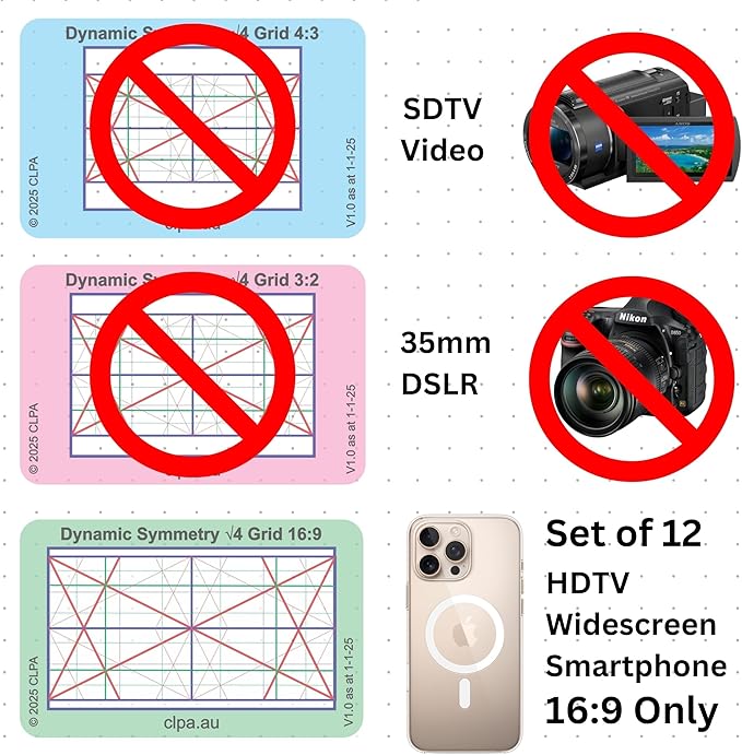 CLPA Mobile Phone 16:9 Photographic Viewfinder Set: All viewfinders in 16:9