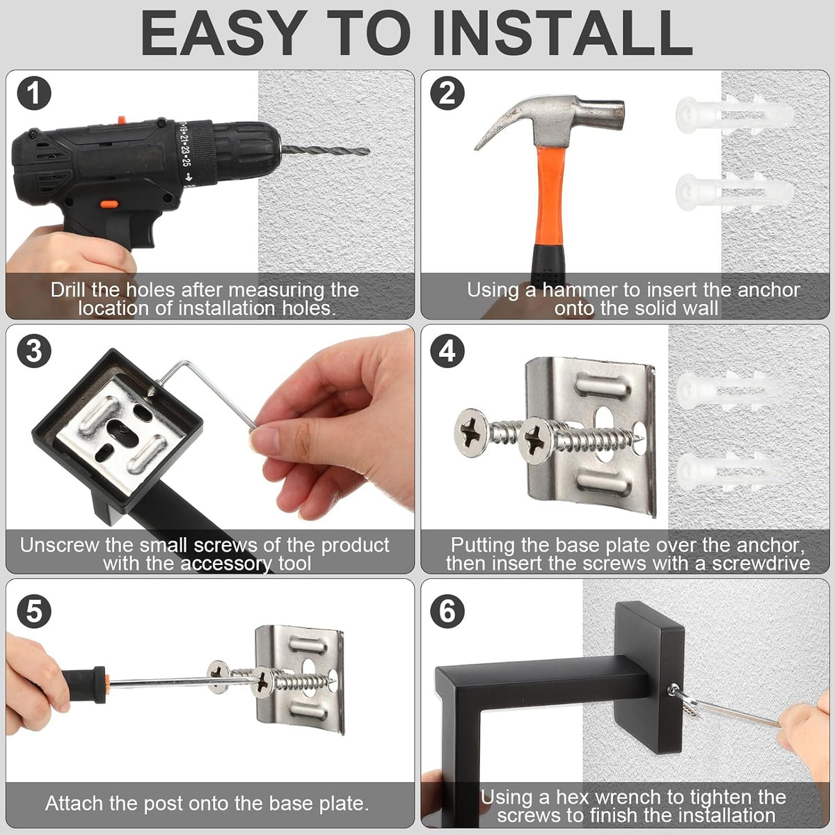 black bathroom hardware accessories bath towel bar set showing dimensions