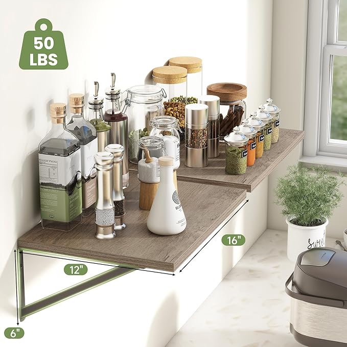 Heimlove 12 Inch Deep Floating Shelves (Set of 4)