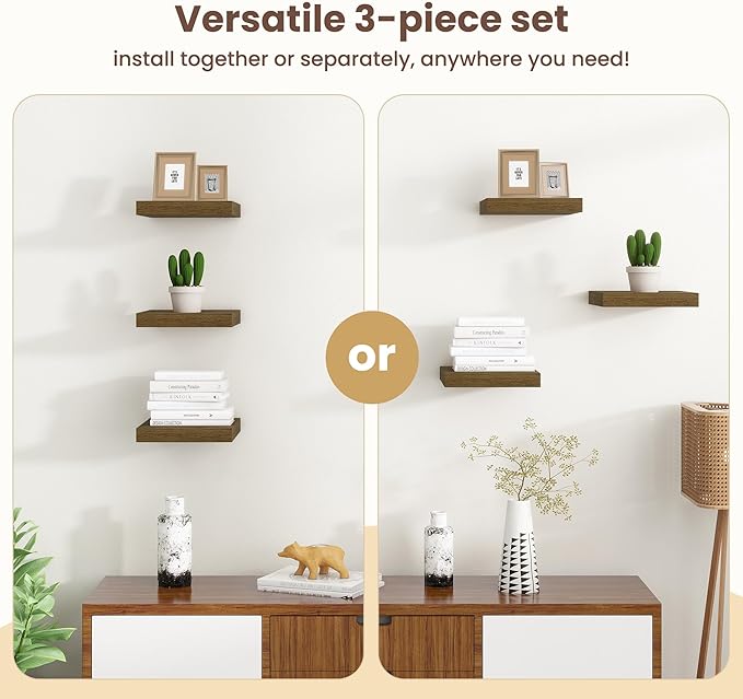 Fun Memories Floating Shelves for Wall (Set of 3)