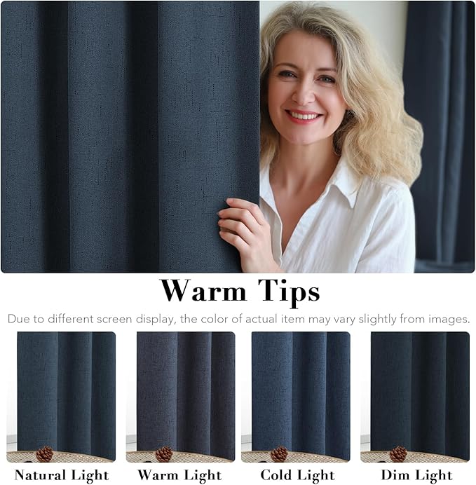 H.VERSAILTEX Linen Blackout Curtains Durable Thick Textured Linen Look 100%