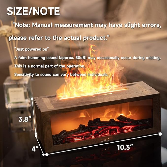 Fireplace Flame Air Diffuser Humidifier, 7 Colors Aromatherapy Essential Oil