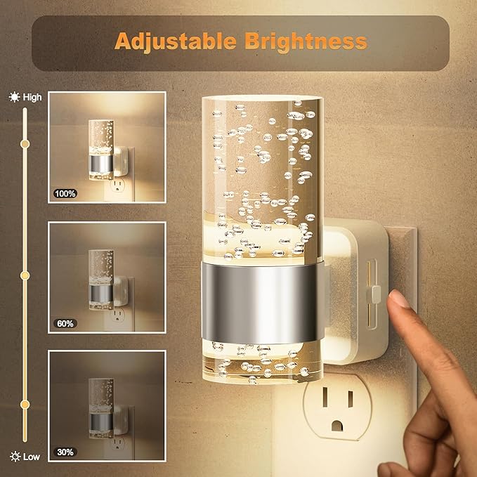 JandCase Night Light, Night Lights Plug into Wall, 2 Pack 3000K Warm White LED