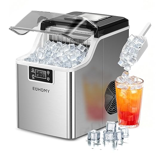EUHOMY Ice Cube Maker Machine Countertop, 2 Ways to Add Water, 45Lbs/Day 24 Pcs