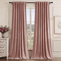 Pink Girls Bedroom Velvet Curtains 90 Inch Length 2 Panels | Romantic Blush Pink Drapes for Salon, Light Dimming Privacy Window Panels, Back Tab & Hook Belt, W52 x L90