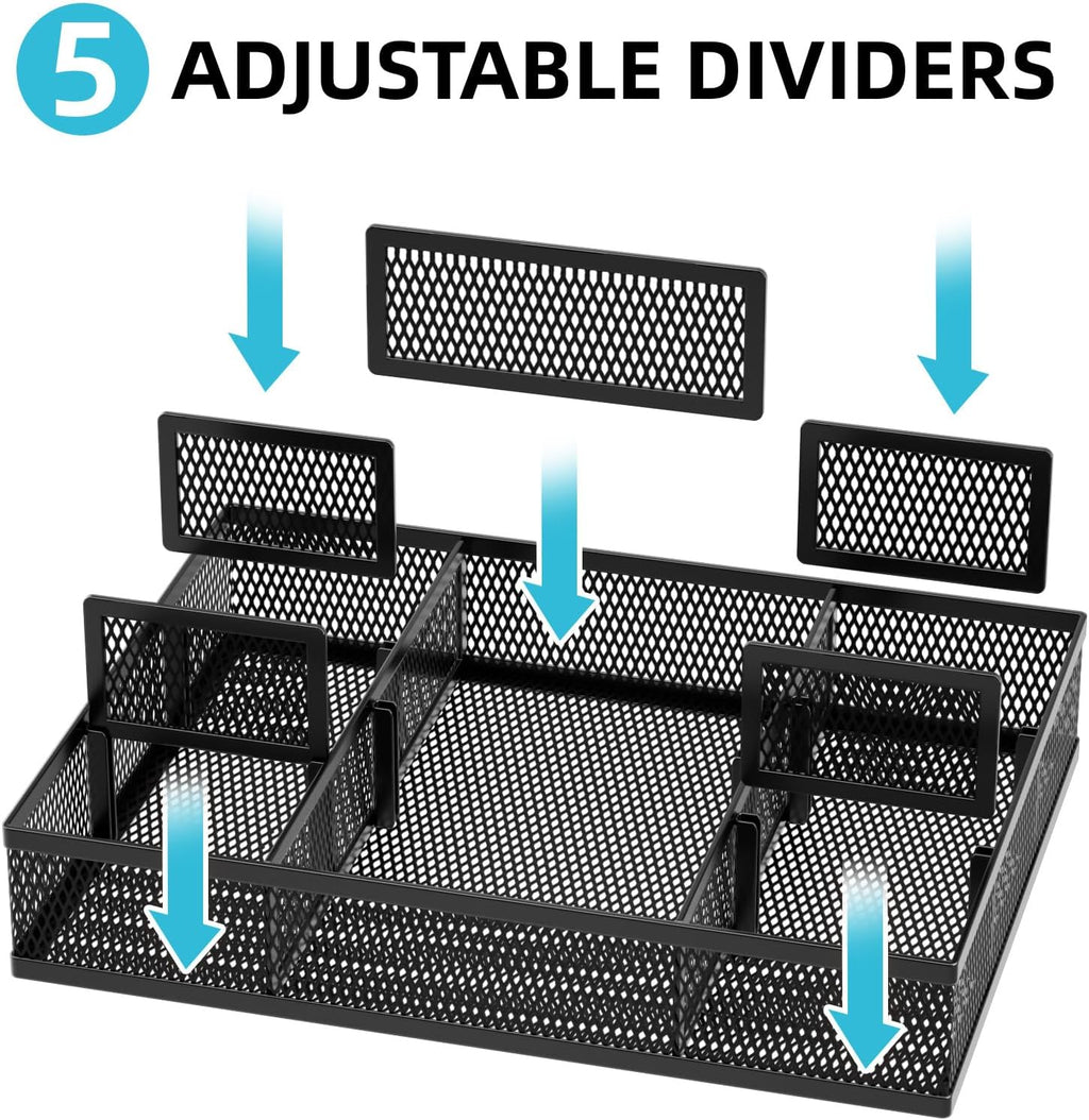 marbrasse 2 pack desk drawer organizer, mesh drawer shown in use